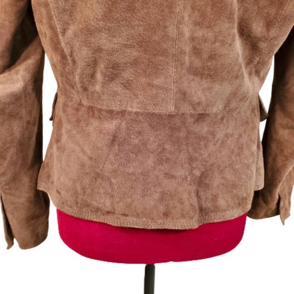 Chadwicks Peplum Chocolate Brown Button Up Suede Jacket, Sz 4 - Picture 2 of 3